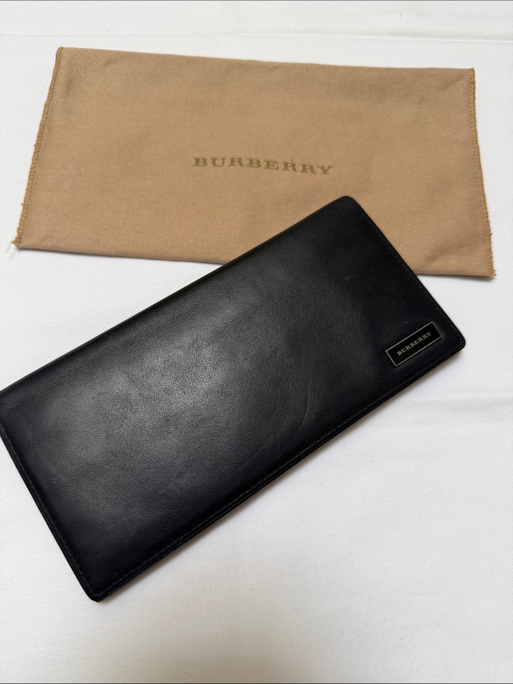 Burberry Black Leather Continental Long Wallet with Dust Bag